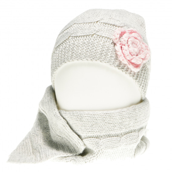 Комплект шапка и шал за бебе за момиче сиви Chicco 148842 