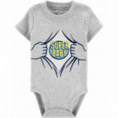 Памучно боди за бебе с къс ръкав Super Baby сиво Carter's 150070 