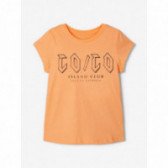 Тениска от органичен памук с принт за момиче оранжева Name it 150341 2