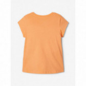 Тениска от органичен памук с принт за момиче оранжева Name it 150342 3