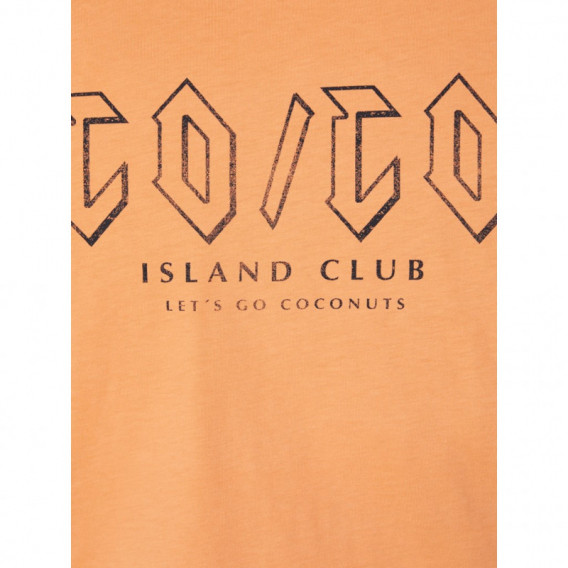 Тениска от органичен памук с принт за момиче оранжева Name it 150343 4