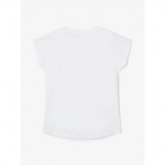 Тениска от органичен памук с графичен принт за момиче бяла Name it 150351 3