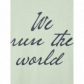 Тениска от органичен памук с графичен принт за момиче в цвят мента Name it 150364 4