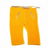 Панталон с колан за момиче жълт KIABI 150656 