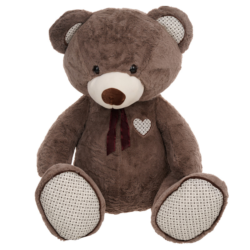 Плюшена играчка - мечка с апликация на лапите и ушите, кафява - 120 см  150684