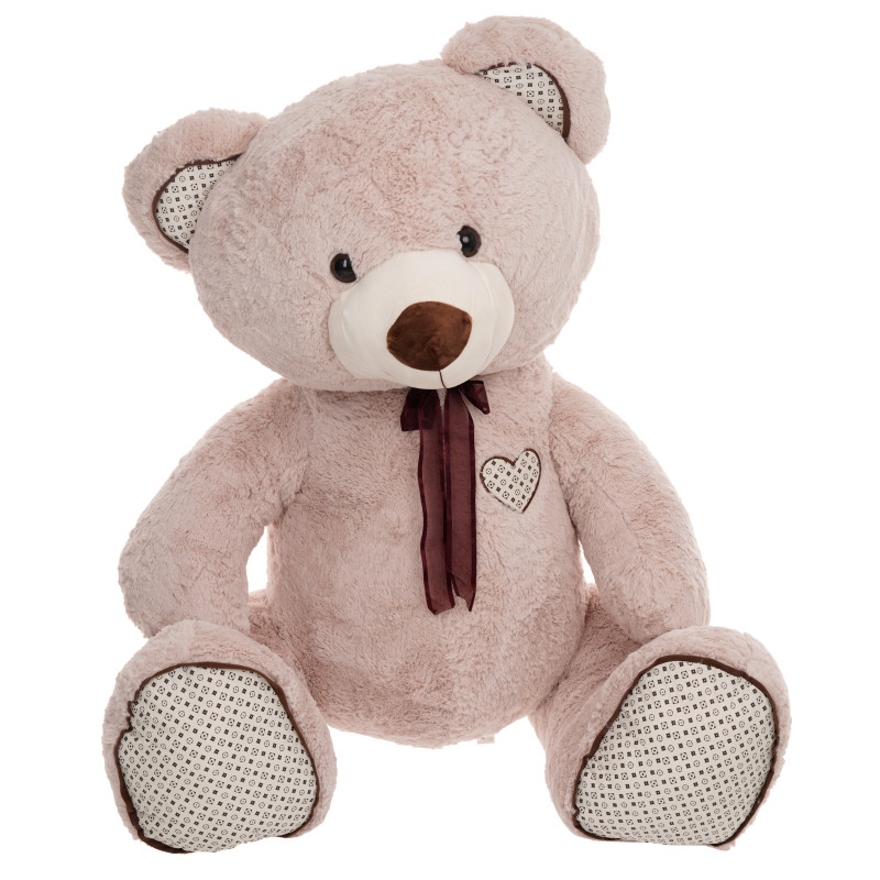 Плюшена играчка - мечка с апликация на лапите и ушите, беж - 120 см  150686