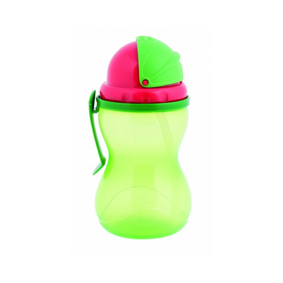 Полипропиленова спортна неразливаща чаша със сламка 370 мл, Flip-top, 6+ месеца, зелена Canpol 150728 