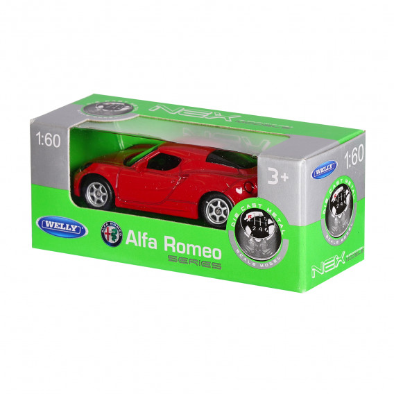 Метална количка Alfa Romeo, червен в мащаб 1:60 WELLY 151188 