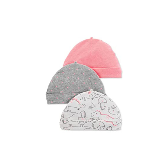 Комплект от 3 броя шапки за бебе в бяло розово и сиво Carter's 151353 