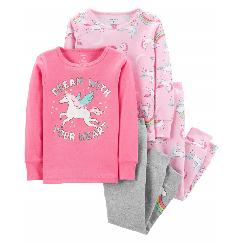 Комплект 2 броя пижами Розов еднорог за момиче  151381