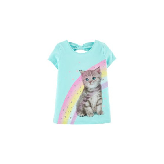Памучна тениска Коте с дъга за момиче Carter's 151442 