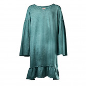 Памучна разкроена рокля с дълъг ръкав за момиче зелена Vitivic 151658 2