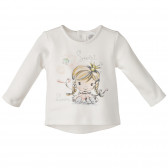Памучна блуза за бебе за момиче бяла Birba 151949 