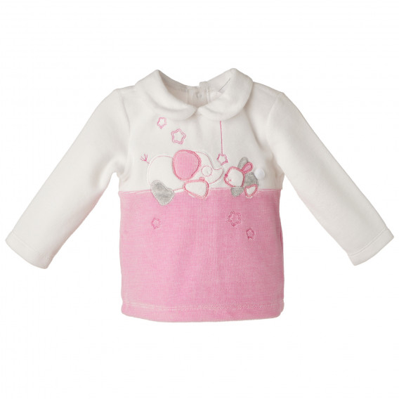 Блуза за бебе в бяло и розово Idexe 151953 