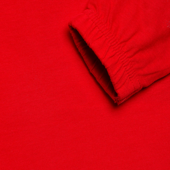 Червена памучна блуза с дълъг ръкав за момиче с къдрички в горната част BLUE SEVEN 152297 3