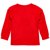 Червена памучна блуза с дълъг ръкав за момиче с къдрички в горната част BLUE SEVEN 152298 4