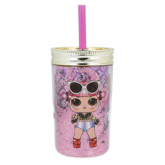 Модна блестяща чаша за момиче със сламка L.O.L. Surprise, 370 ml LOL 152612 