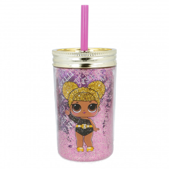 Модна блестяща чаша за момиче със сламка L.O.L. Surprise, 370 ml LOL 152613 2