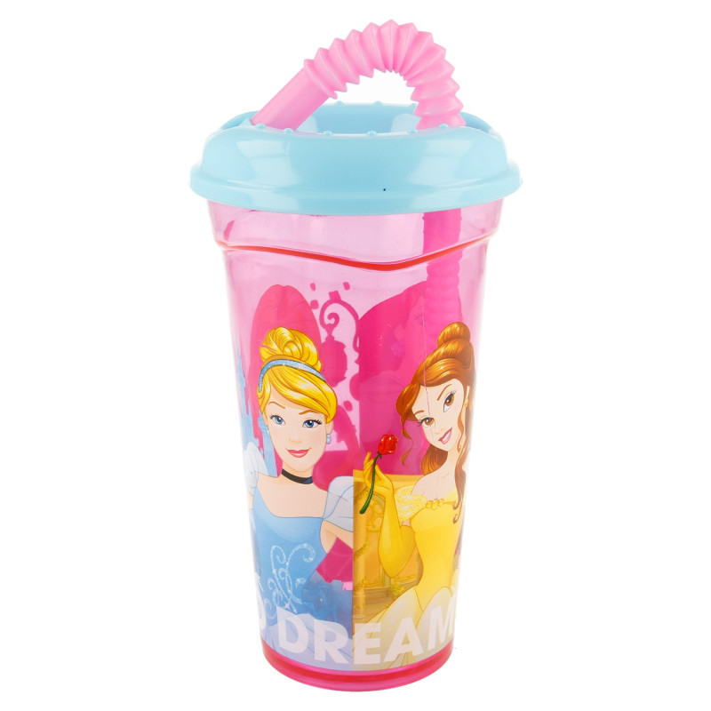 Полупрозрачна чаша със сламка - Дисни принцеси, 400 ml  153232
