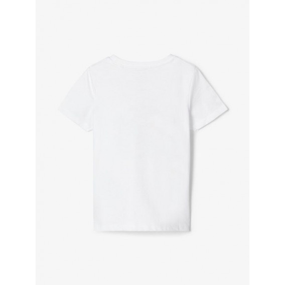 Тениска от органичен памук с графичен принт за момиче бяла Name it 153539 2