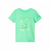 Тениска от органичен памук с графичен принт за момиче зелена Name it 153541 