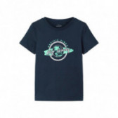 Тениска от органичен памук с графичен принт за момиче синя Name it 153544 