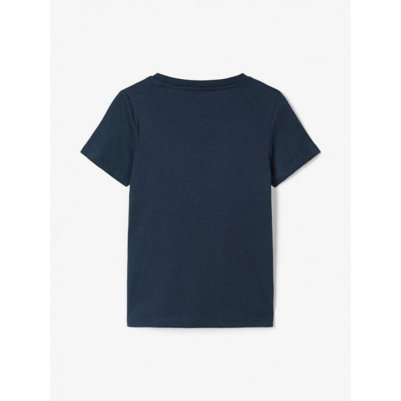 Тениска от органичен памук с графичен принт за момиче синя Name it 153545 2