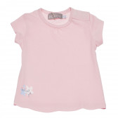 Памучна тениска с малка щампа за бебе за момиче розова Boboli 153775 