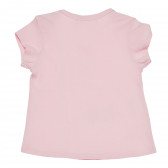 Памучна тениска с малка щампа за бебе за момиче розова Boboli 153776 2
