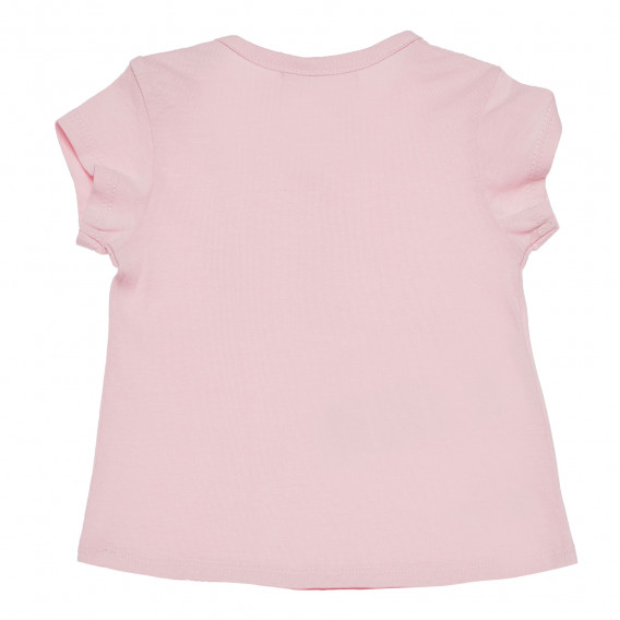 Памучна тениска с малка щампа за бебе за момиче розова Boboli 153776 2