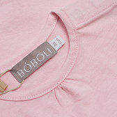 Памучна тениска с малка щампа за бебе за момиче розова Boboli 153778 4