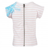 Тениска с цип на гърба в бяло розово райе за момиче Boboli 153788 3