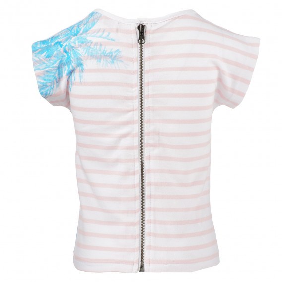 Тениска с цип на гърба в бяло розово райе за момиче Boboli 153788 3