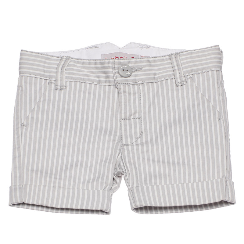 Къс панталон за бебе в бяло и сиво вертикално райе  153841