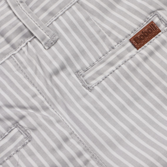 Къс панталон за бебе в бяло и сиво вертикално райе Boboli 153843 3