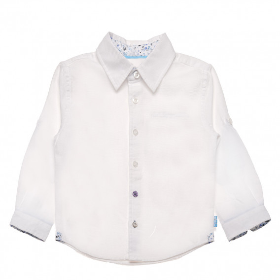 Памучна риза с дълъг ръкав за момче бяла Boboli 154039 
