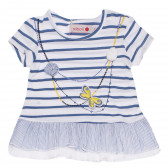 Памучна рокля за бебе в бяло синьо райе Boboli 154172 