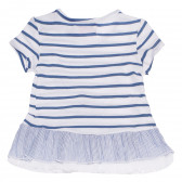 Памучна рокля за бебе в бяло синьо райе Boboli 154173 2