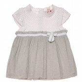 Памучна рокля за бебе в бяло и сиво Boboli 154204 