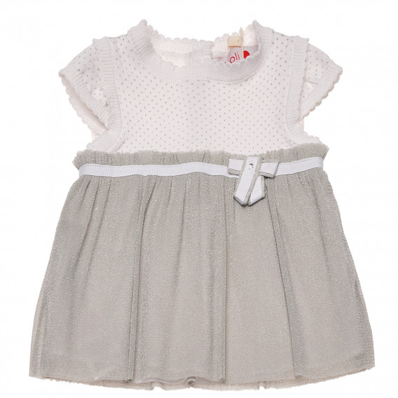 Памучна рокля за бебе в бяло и сиво Boboli 154204 
