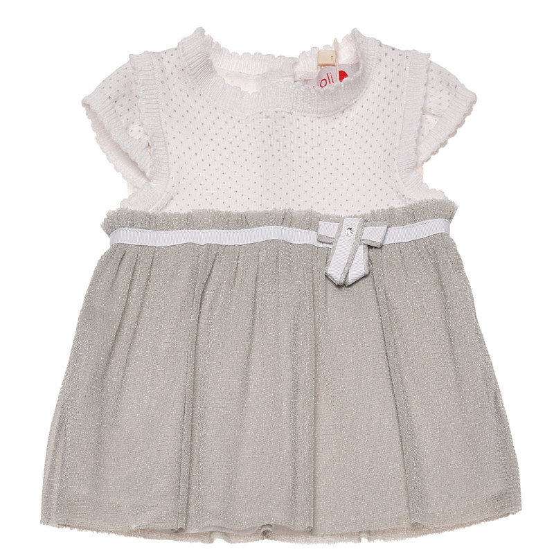 Памучна рокля за бебе в бяло и сиво  154204