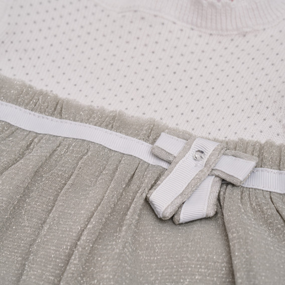 Памучна рокля за бебе в бяло и сиво Boboli 154206 3