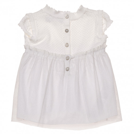 Памучна рокля за бебе в бяло и сиво Boboli 154208 5
