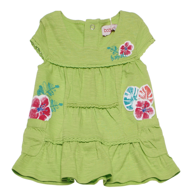 Рокля с флорална щампа за бебе за момиче зелена  154228