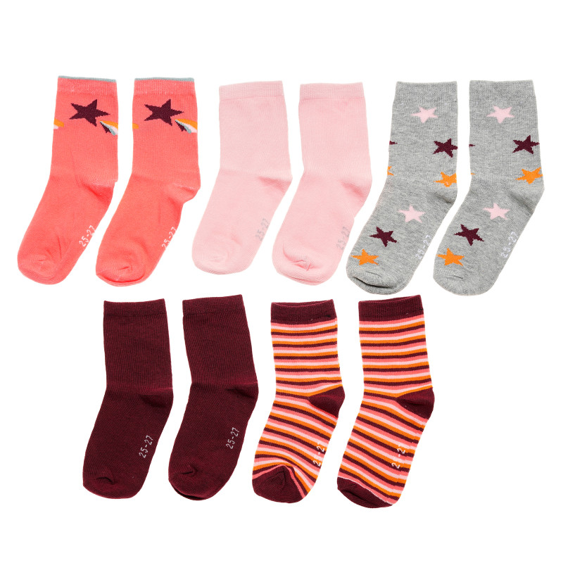 Комплект от 5 броя разноцветни чорапи за момиче  154399