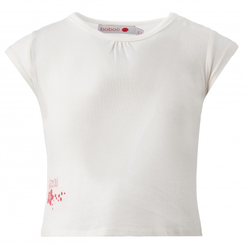 Памучна тениска с щампа за бебе за момиче бяла  154802
