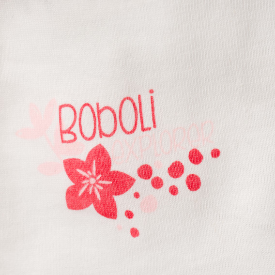 Памучна тениска с щампа за бебе за момиче бяла Boboli 154804 3