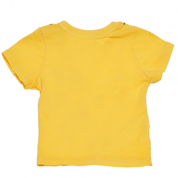 Памучна тениска с щампа и джоб за бебе жълта Boboli 154847 2
