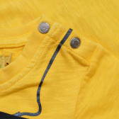 Памучна тениска с щампа и джоб за бебе жълта Boboli 154849 4