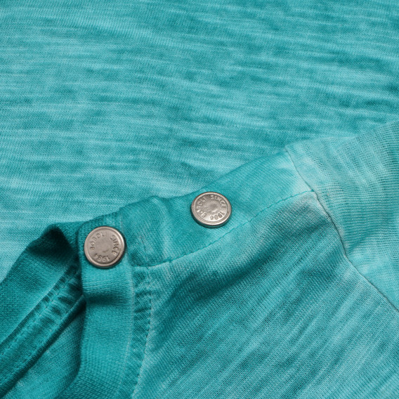 Памучна тениска с флорален принт и надпис за момиче зелена Boboli 154853 4